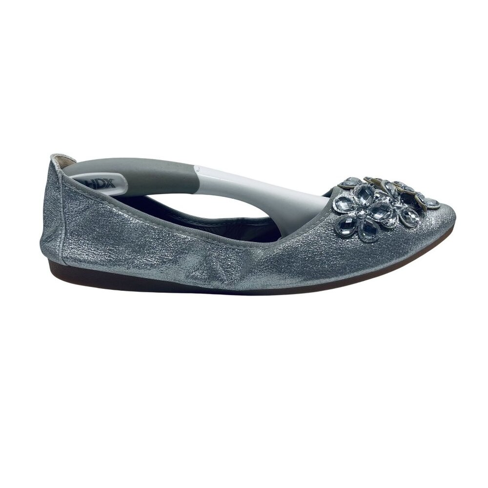 Gland Womens Silver Rhinestone Embellished Flats Size 42 us 10